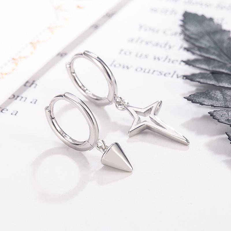 Asymmetrical Four-Point Star Earrings: Elegant Niche Design for Women Copper