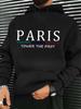Paris Print Hoodie - Gray Knit Pullover with "Paris Tower the First" Design