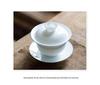 Minimalist White Jade Porcelain Kung Fu Tea Set: Handmade Teacups & Gaiwan Business Gift
