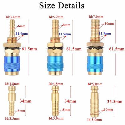 Quick Connector Water Adapter Fitting Gas 6mm/8mm/10mm