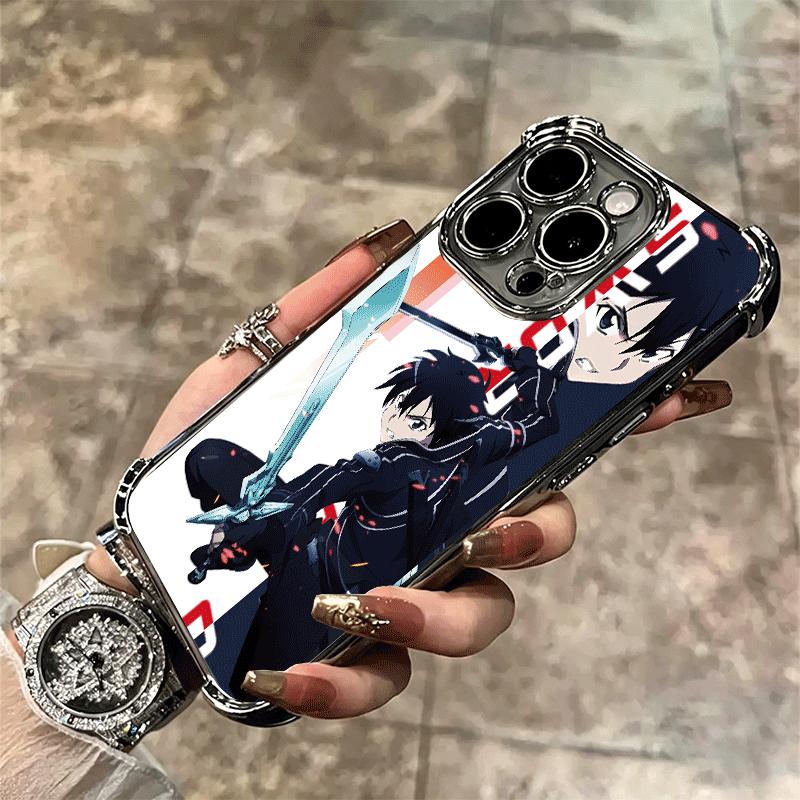 Anime Sword Art Online SAO Plating Phone Case For Iphone 16 17 Pro Max Air 16E 14 15 Plus 12 13 Mini Anti-Fall Airabag Cover