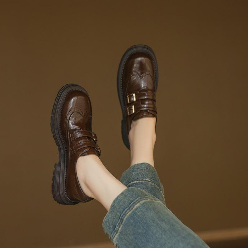 New Women's One-pedal Single Shoes Casual Black Large Size Shoes Low Heel Thick Sole Non-slip Women's Shoes Wear Women's Single Shoes In All Seasons