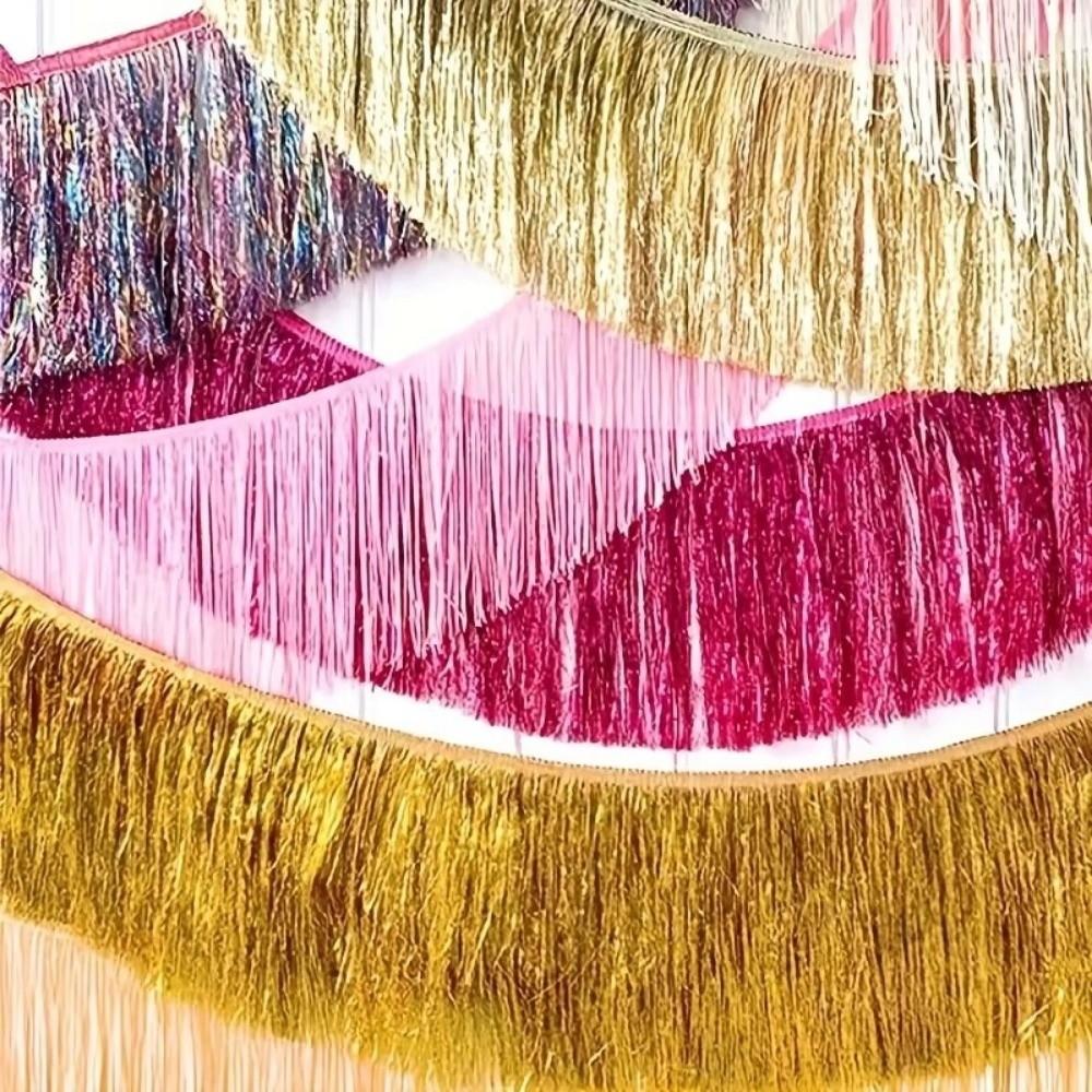 30*200cm Tassels Fringes Banner Shiny Rain Silk Curtain New Garland Curtain  For Wedding Birthday