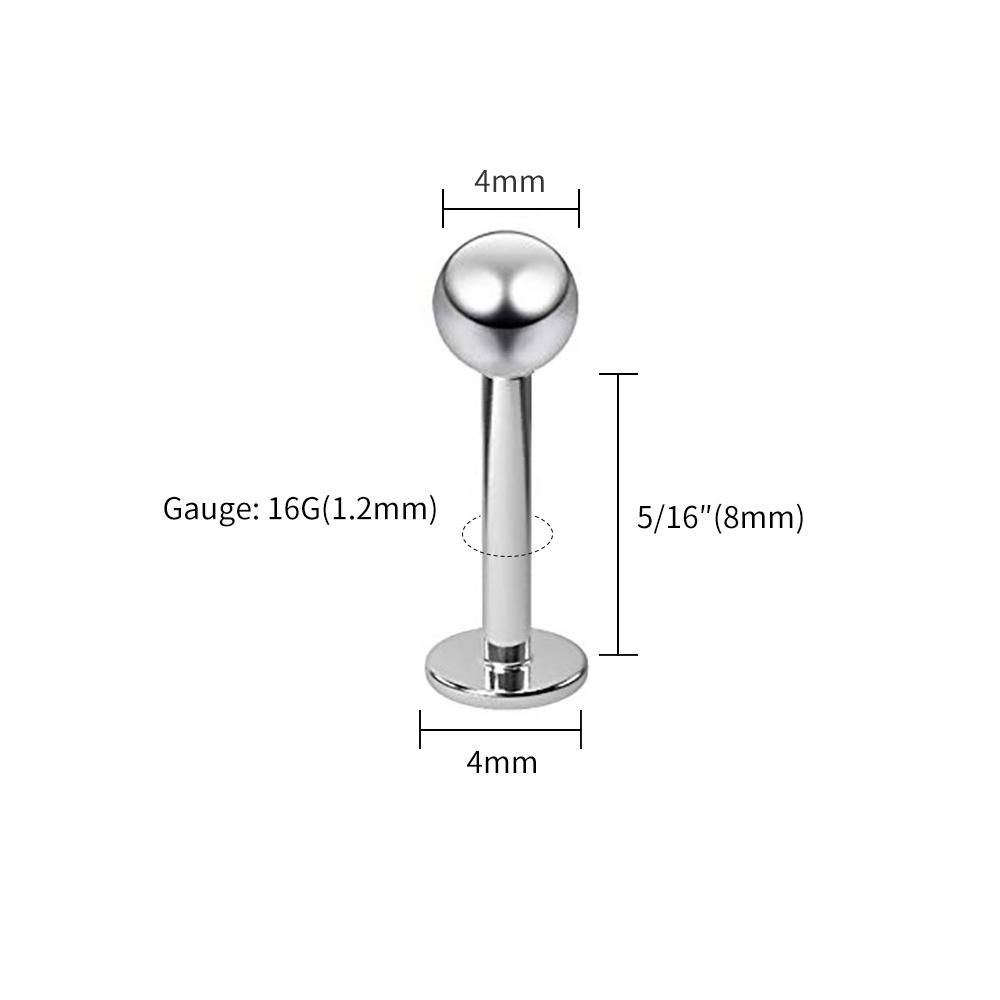 10pcs/lot Right Grand ASTM F136 Titanium Internal Threaded Labret Stud Body Piercing 3mm Ball Labret Monroe Lip Ring for Women