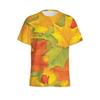 All-over Maple Leaf Print Short-sleeve T-shirt, Stylish Casual Essential.