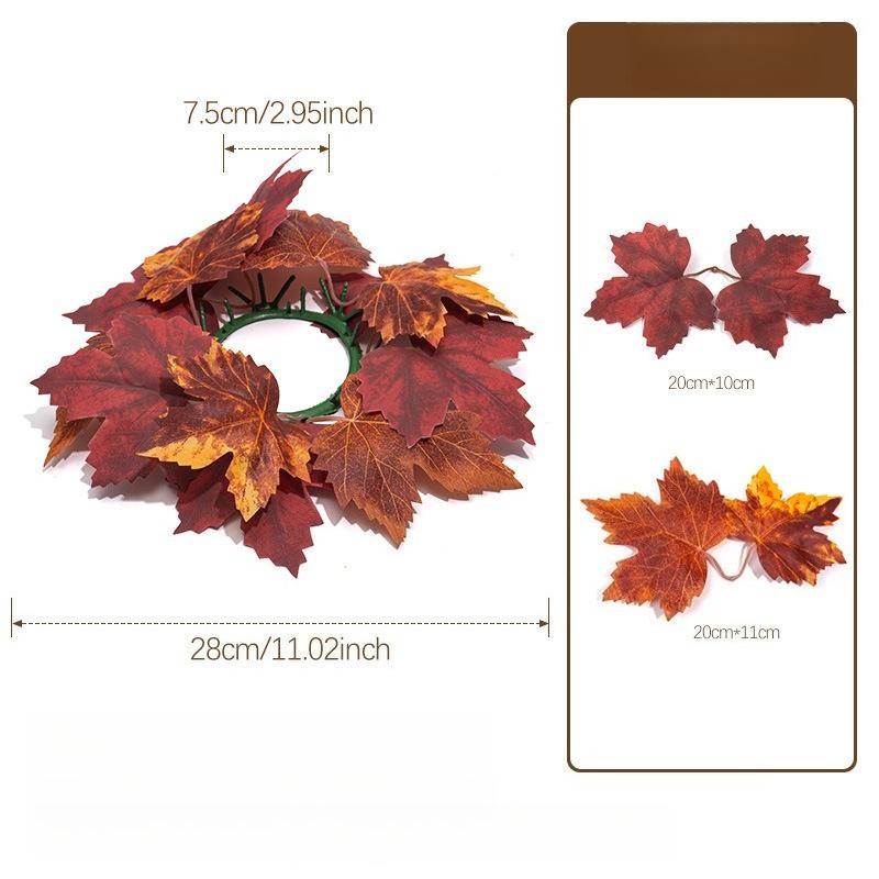 1PC Artificial maple leaf candlestick wreath, photography prop, home decor, party decoration.