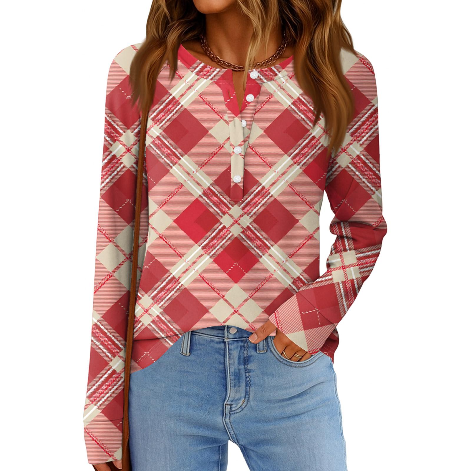 

Женская мода Свободный топ с длинным рукавом и круглым вырезом в повседневном стиле XL арбуз красный