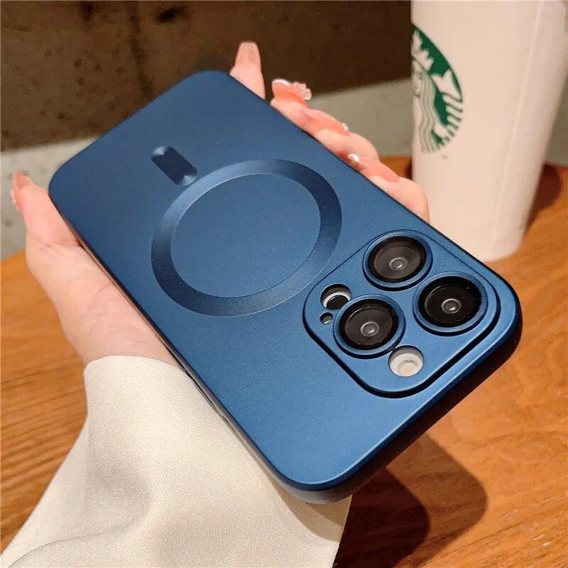 

Luxury For Magsafe Wireless Charging Case For Iphone 15 11 13 12 14 Pro Max Plus Magnetic Phone Cases Lens Protector Matte Cover