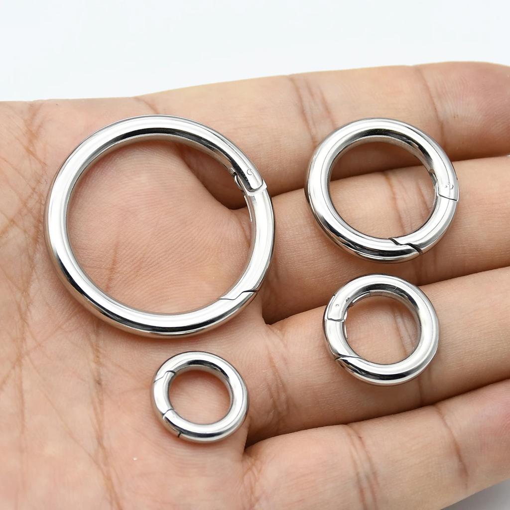 Stainless Steel Spring Gate O Ring Openable Keyring Bag Strap Buckle Trigger Snap Clasp Clip Connector DIY Accessories 12-35mm
