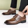 Leather Shoes Men's Breathable Versatile Men's Leather Shoes Fashion Lace-up Business Dress Pointed Wedding Shoes