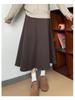 2026 Herbst/Winter High-Waist Kaffee Midi-Rock - Vielseitiger A-Linien-Schnitt mit einem figurschmeichelnden breiten Saumdesign