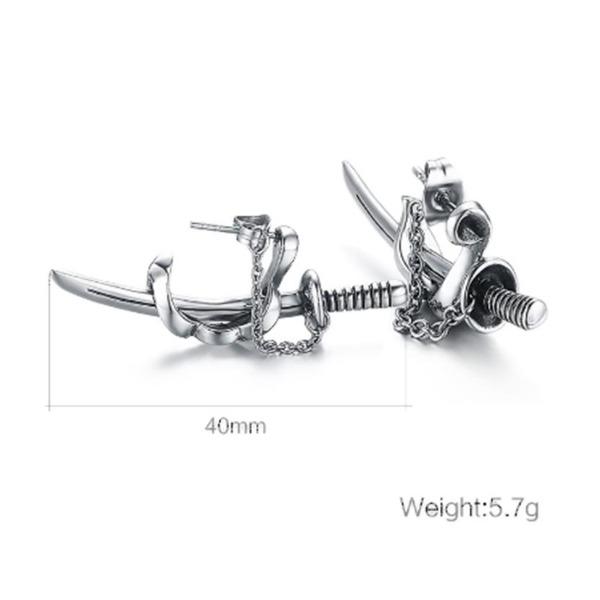 Samurai Scimitar Sword Náušnice pro muže Malé Vintage Katana Náušnice Piercing Punk