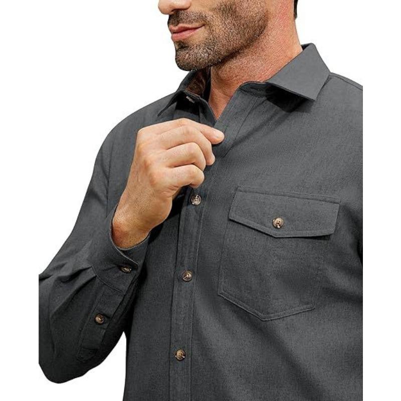 Men S Long Sleeve Solid Color Casual Vacation Shirt