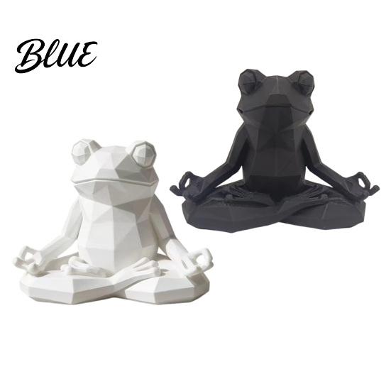 Easy Care Frog Faceted Nordic Sculpture Printed 3D Sculpture Yoga Meditating Figurine Style Desk Decor Sit in Meditation Statue