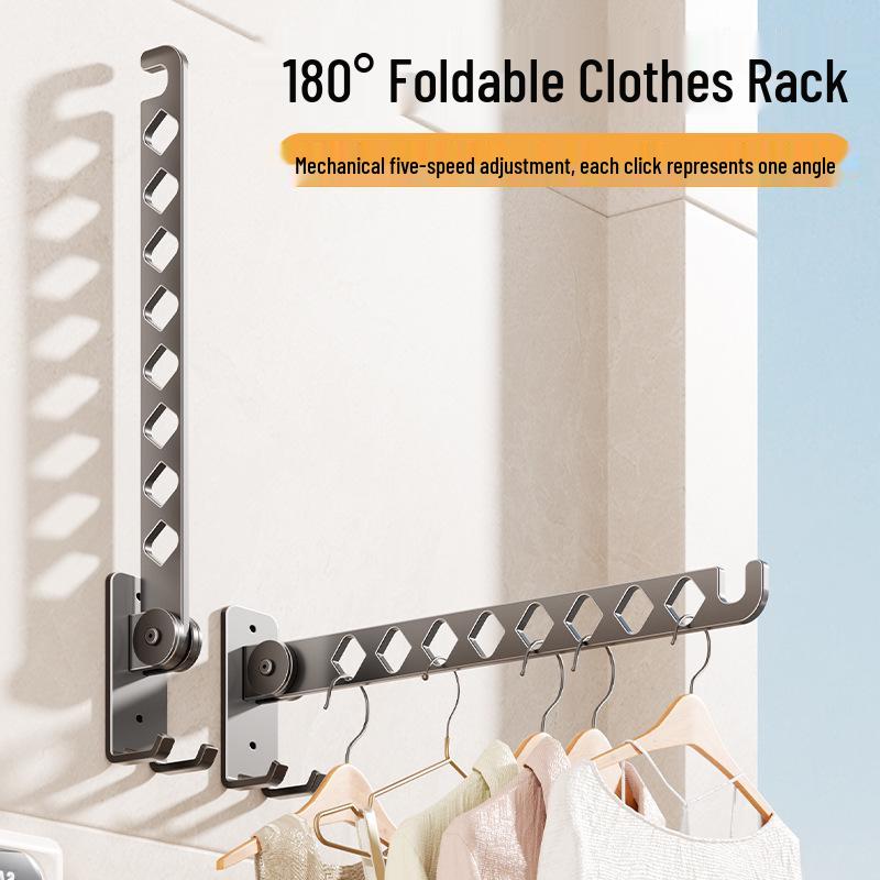 No-Drill Invisible Wall-Mounted Clothes Drying Rack - Stainless Steel for Balcony or Bathroom