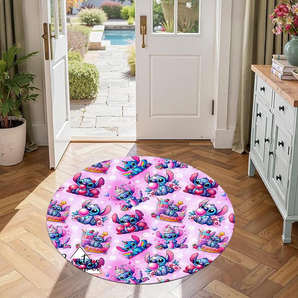 Stitch Round Office Rug Design for Decorate room Entryway Living Rooms Outdoor Antislip Round Carpet Anime Office Decor