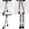 Fashionable Over The Knee Socks with Cute Ribbon Bowknot Stretchy Lace Trimmed Thigh High Long Stockings for Women