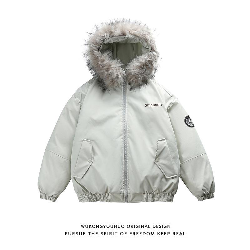 Parka de iarnă pentru bărbați, stil retro american, cu guler și glugă din blană - Groasă, de înaltă calitate, design versatil pentru cupluri
