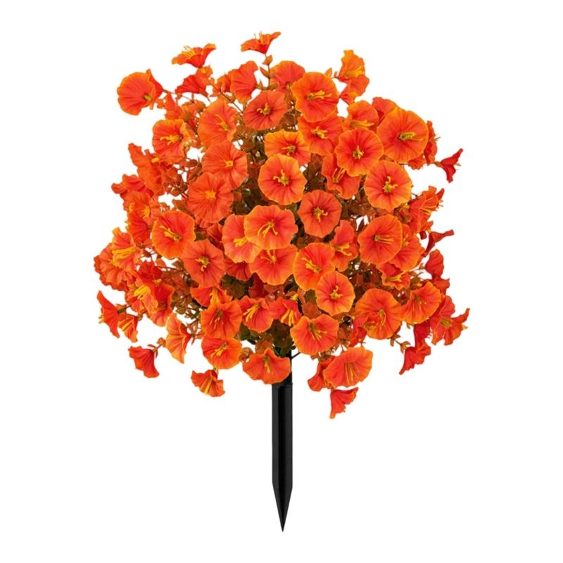 Artificial Plant Outdoor Artificial Morning Glory Flower Ground Stake Weather Resistant Plastic Flower For Garden Patio