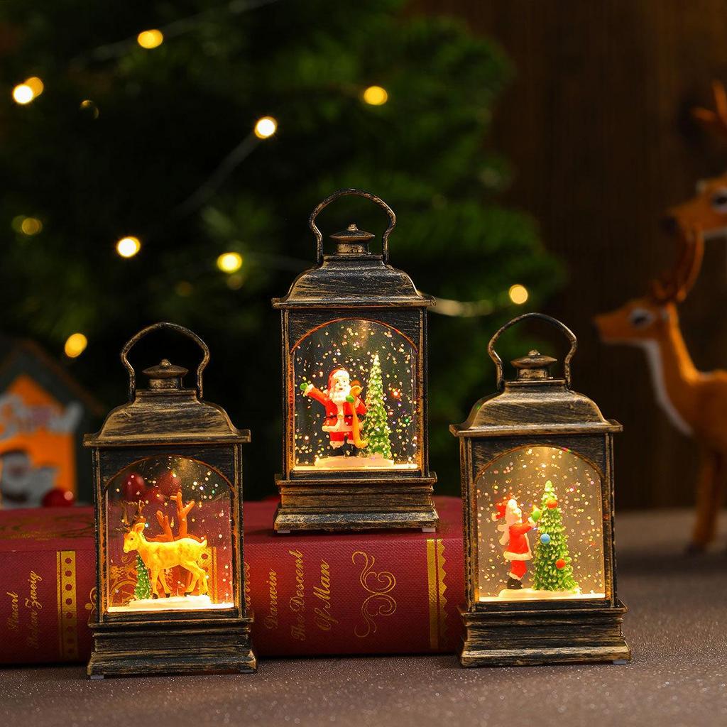 Christmas Water-Filled Lantern Night Light - Festive Desktop Ornament & Decoration Gift