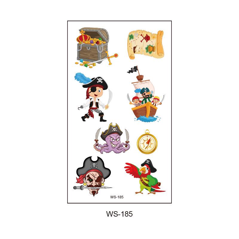 Children's Pirate Cartoon Waterproof Temporary Tattoo Stickers for Face & Arm - Fun Party Collection