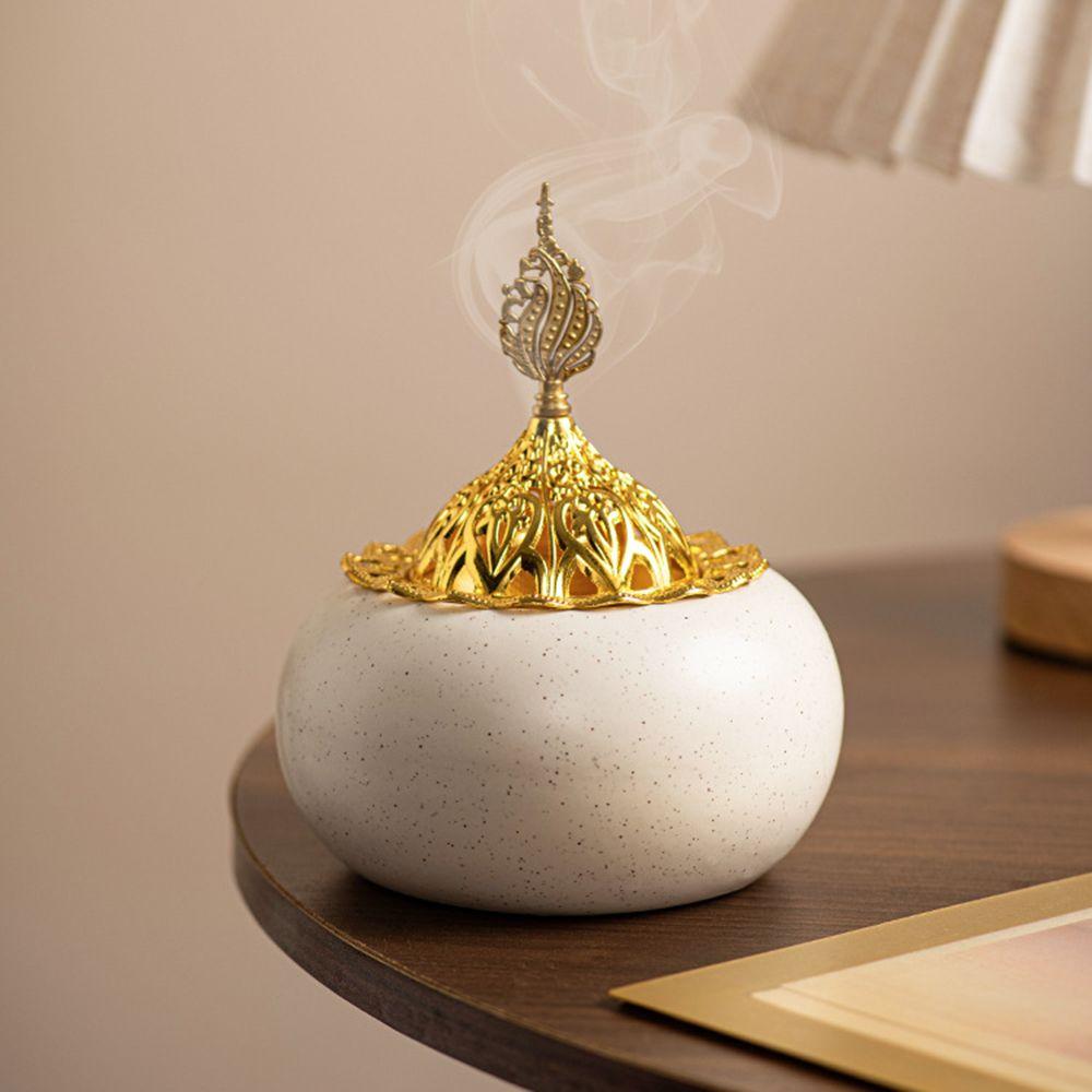 Ceramic Aromatherapy Censer Arabian Dome Design Incense Burning Tray Bakhoor Holder Office