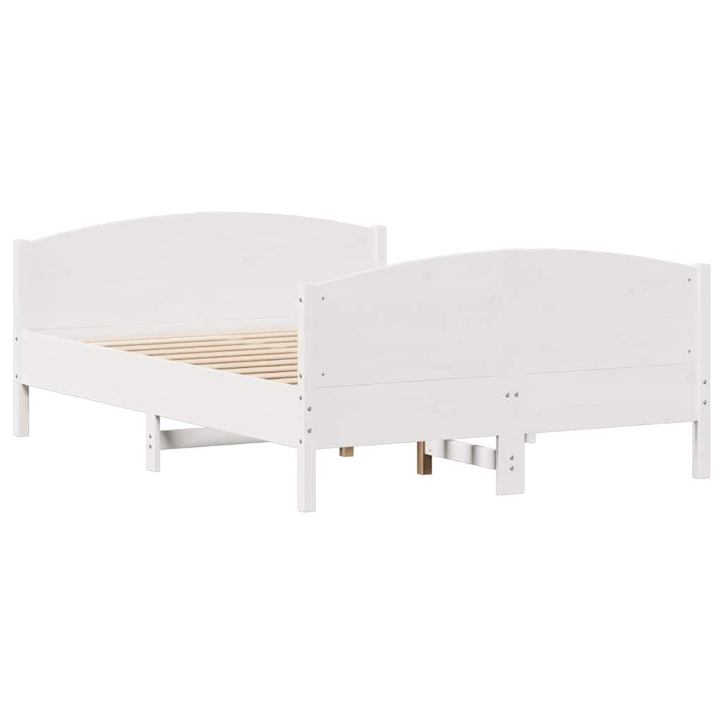 Vidaxl Rama Łóżka Bez Materaca, Biała, 140X190 Cm, Lite Drewno Sosnowe