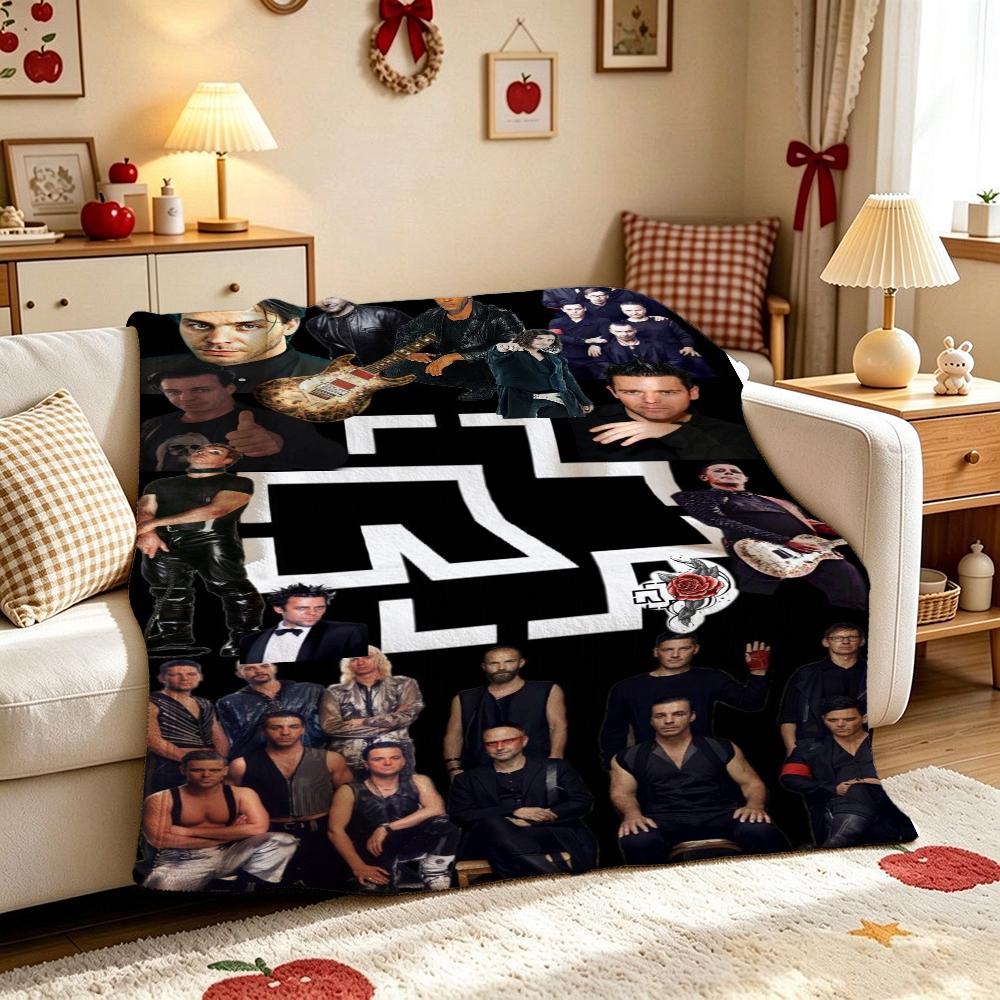 Rammstein Dark Industrial Band Portraits Theme Blanket Skinfriendly Warm Throw Blanket For Bedroom Bed Sofa Lightweight Home Decor Halloween Gift