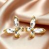Trendy Dainty Zircon Butterfly Stainless Steel Stud Earrings for Women Fashion Luxury Gold Plated Statement Jewelry