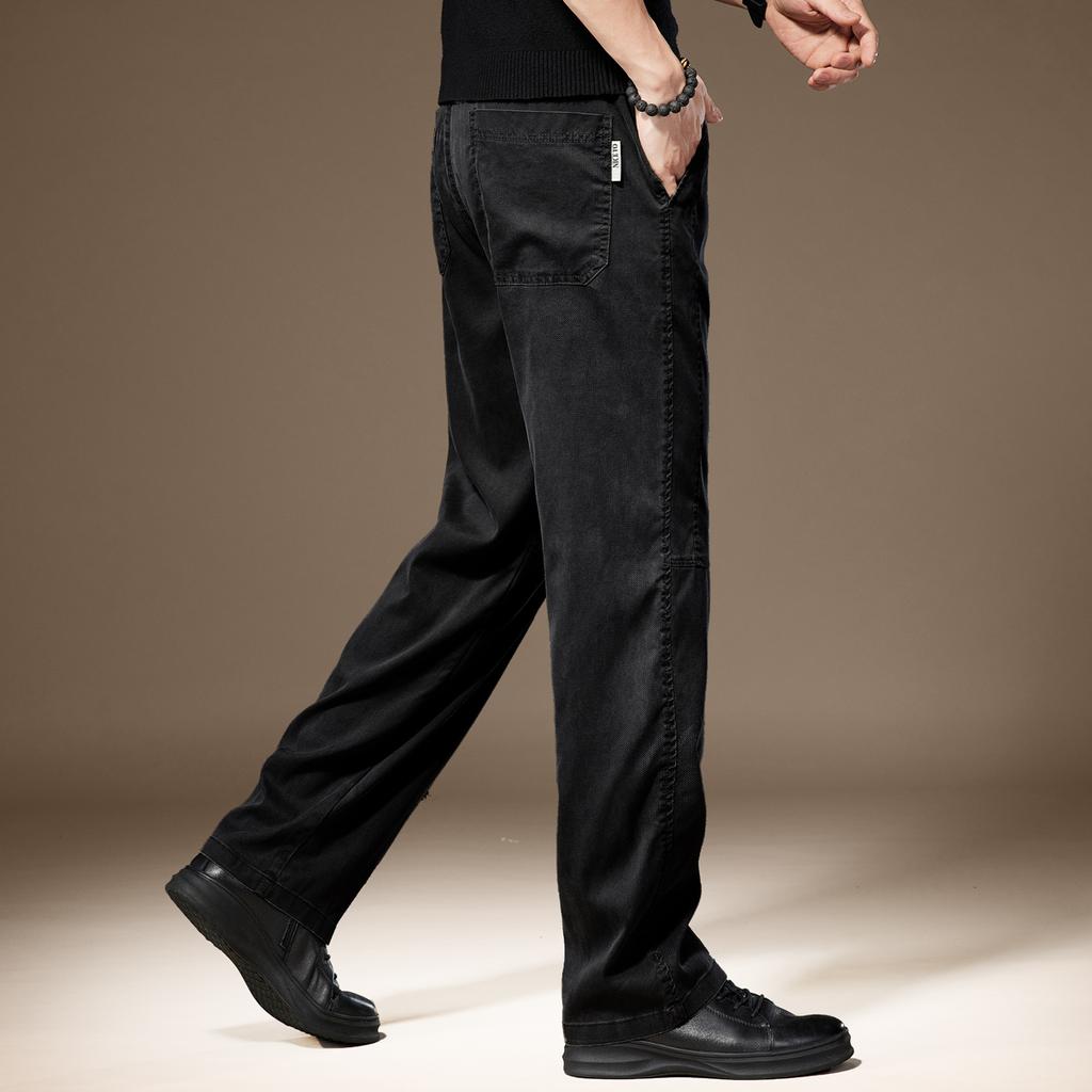 High-end American Lyocell casual pants for men's summer new loose straight drape versatile wide-leg trousers for men