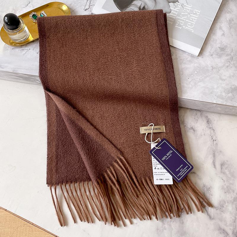 Color solid color matching scarf women's winter new high-end cashmere mother scarf gift