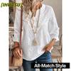 Blusas y Camisas Casuales de Moda para Mujer con Cuello en V y Manga Larga