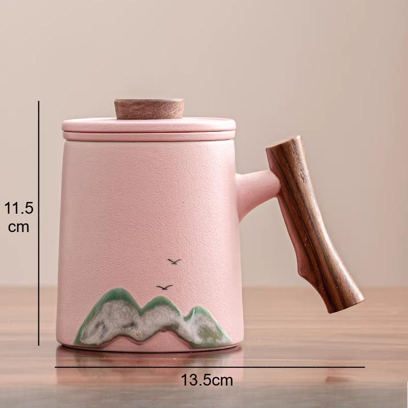 

Ceramic Tea Water Separation Cup Office Covered Filter Tea Cup Home Mug Chinese Style Tea Cup Large Capacity Drinking Utensils 400ml