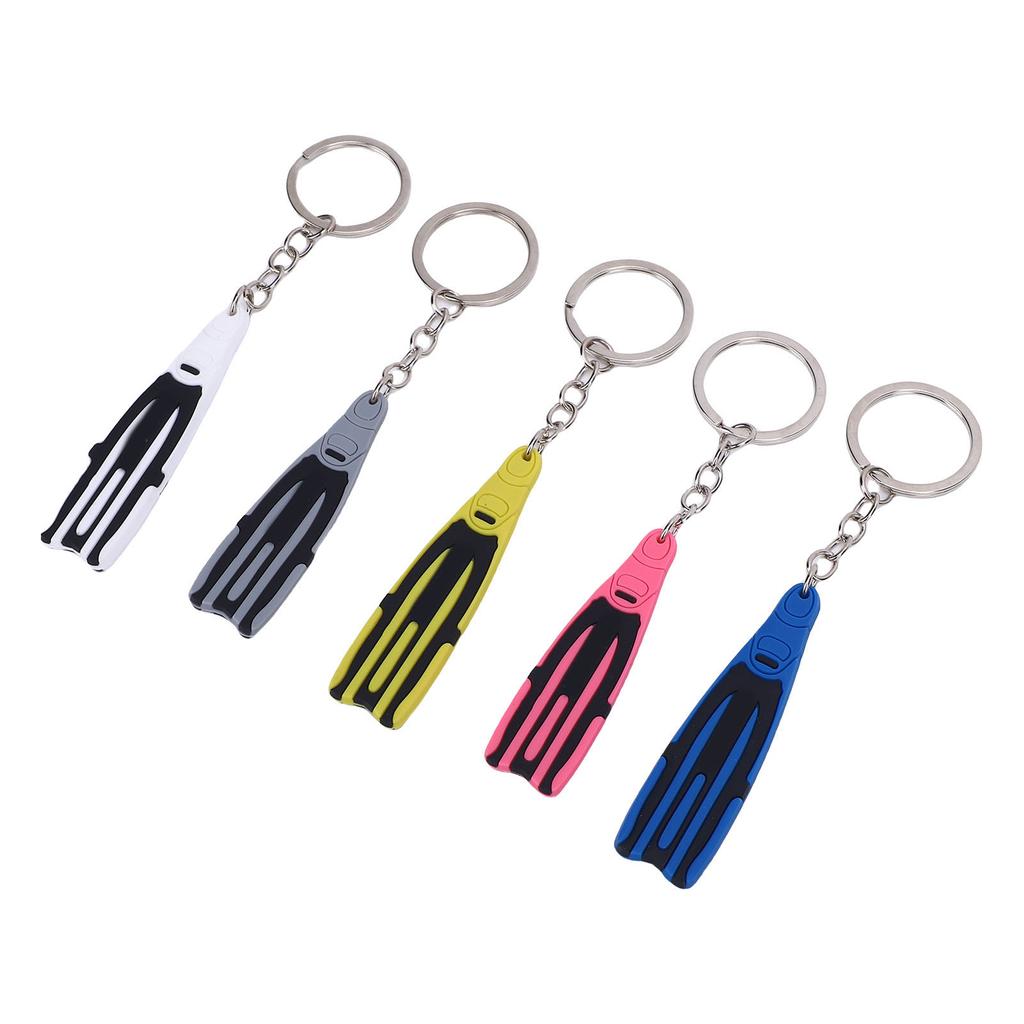 5pcs Scuba Diving Keychain Silicone Creative Flipper Shape Keychain for Bag Purse Backpack