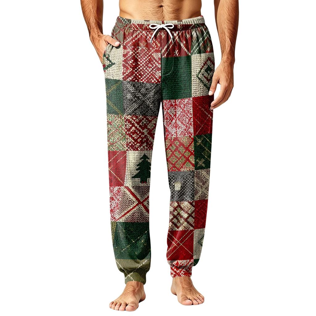 Men's Christmas Print Sleep Pants for Fall and Winter Comfort Wear