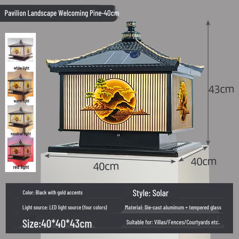 Waterproof Aluminum Solar Post Light for Outdoor Courtyard or Villa Entrance
