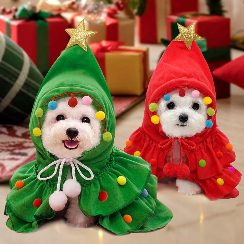 Colorful Pet Cape Santa Tree Costume Puppy Coat Trendy Christmas Dog Cloak