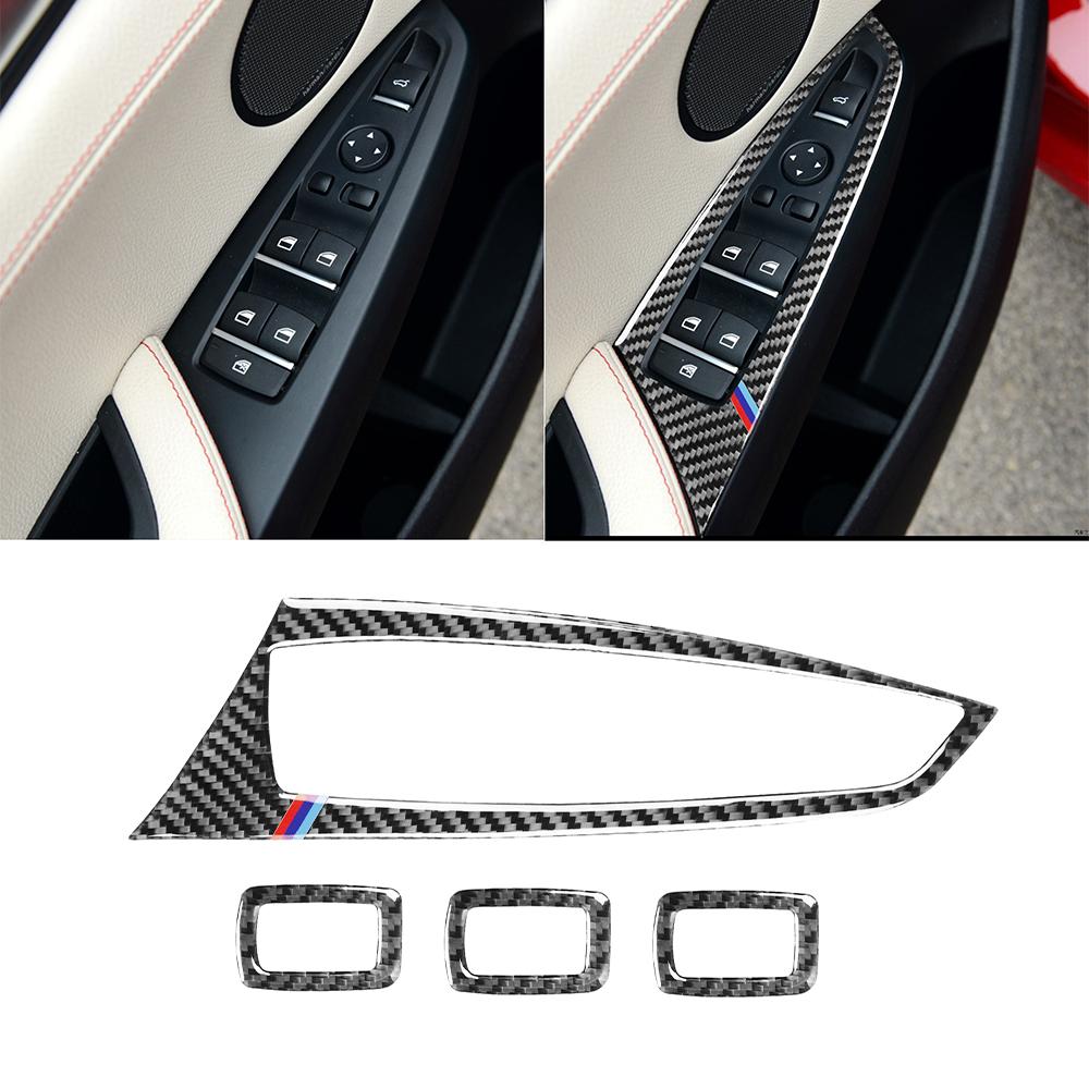 

4 шт., углеродное волокно, переключатель стеклоподъемника автомобиля, панель управления, рамка, декоративные наклейки для BMW X3 F25 X4 F26, авто интерьер D Type