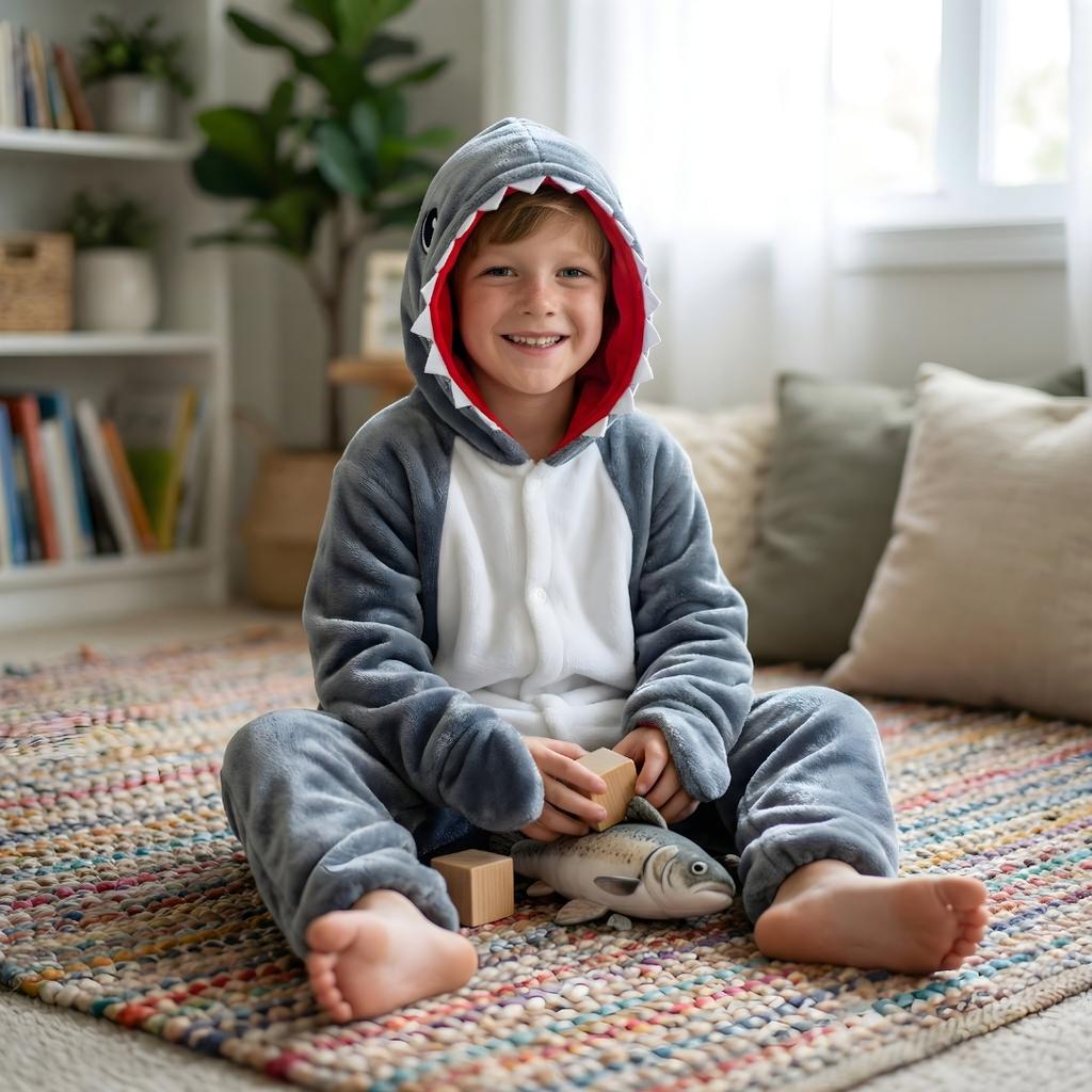 Piżama Onesie Kigurumi Kostium Przebranie Rekin Dzieci 105 - 115Cm