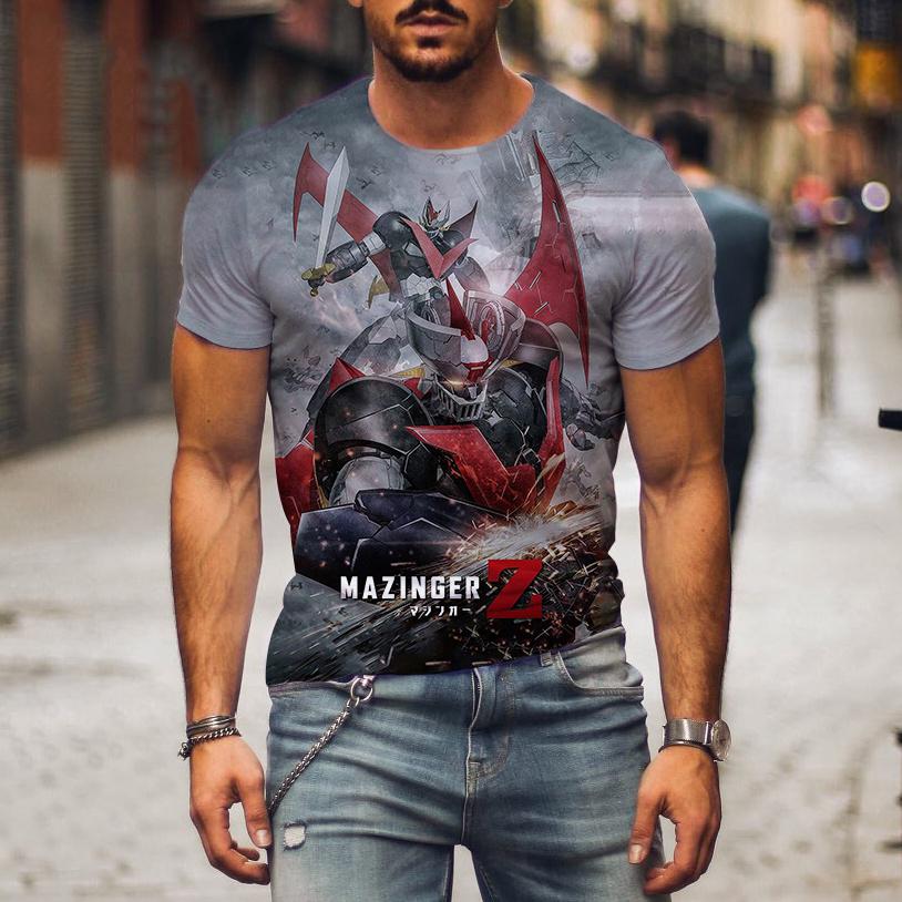 Summer New Mazinger Z Anime Robot 3D Print Men Woman Short Sleeve T-shirts Fashion Streetwear Harajuku Kids Tops Tees Clothing