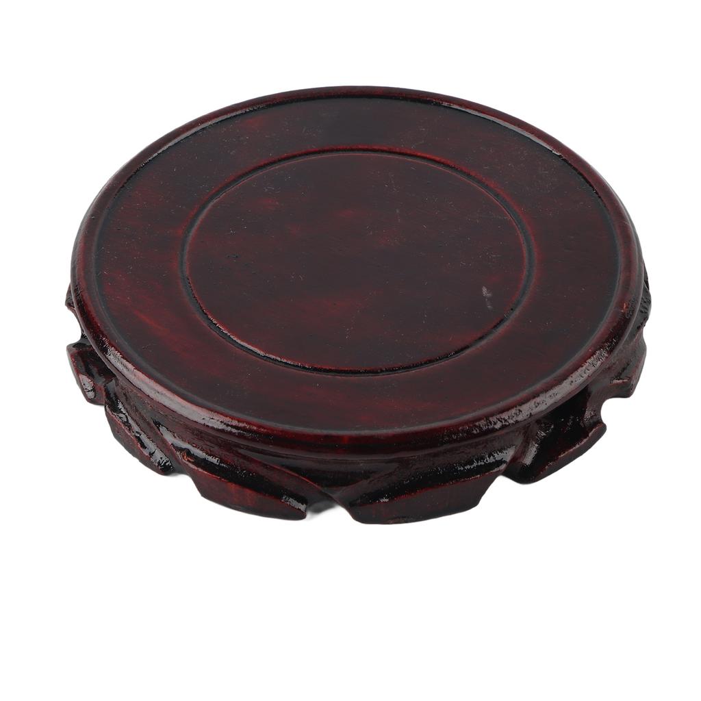 Round Wooden Base Multifunctional Retro Carving Elegant Wooden Display Stand for Home Decoration Gift