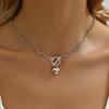 European and American fashion hip hop cold wind small love pendant necklace simple niche OT buckle collarbone necklace women