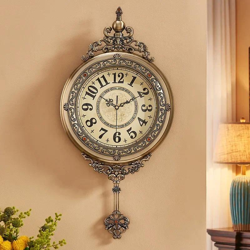 Metal European clock wall clock living room home fashion personality creative simple Nordic American retro pocket watch G7G5X1