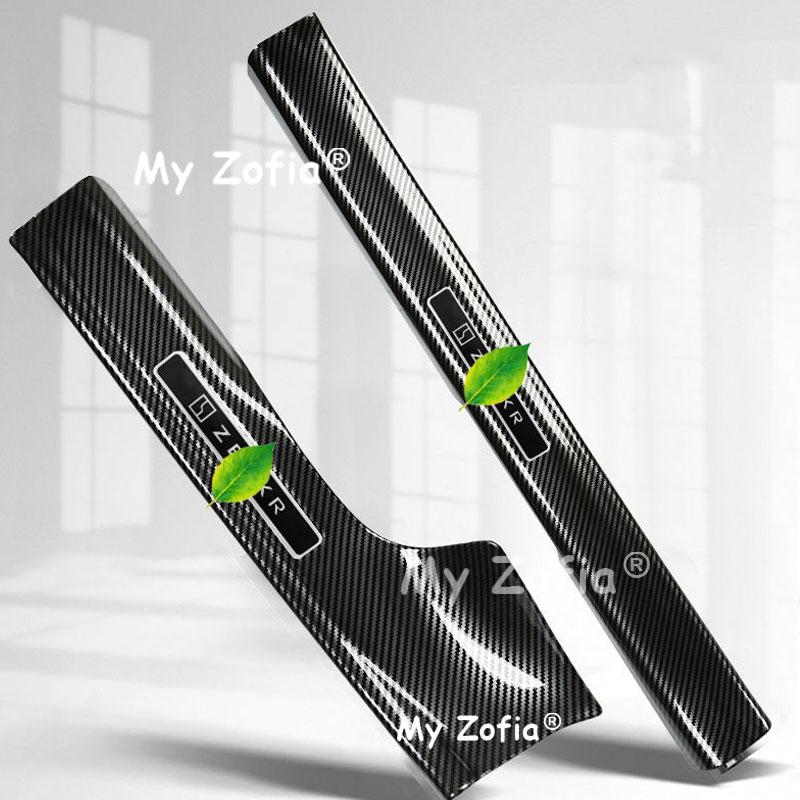 For Zeekr X 2026 2027 Carbon Fiber Door Sill Protector Plate Auto Door Step Scuff Cover Anti-Dirty Interior Trim Accessories