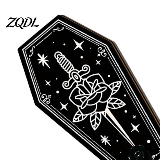 Entrance Hall Storage Halloween Gothic Wooden Wall Hook with Moon Star Skeleton Patterns, Decorative Retro Key Hanger for Bedroom Accessory