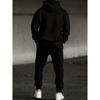 Men's Casual 2 Piece Set with Printed Alphanumeric Pattern Drawstring Pocket Hoodie and Drawstring Outdoor Casual Sports Pants Set