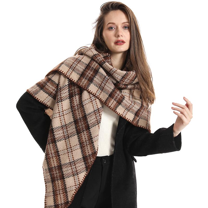 Luxury Cashmere Winter Scarves Women Triangle Pashmina Shawl Korean Pareo Cape Plaid Headscarf Wrap Lady Elegant Poncho Turban