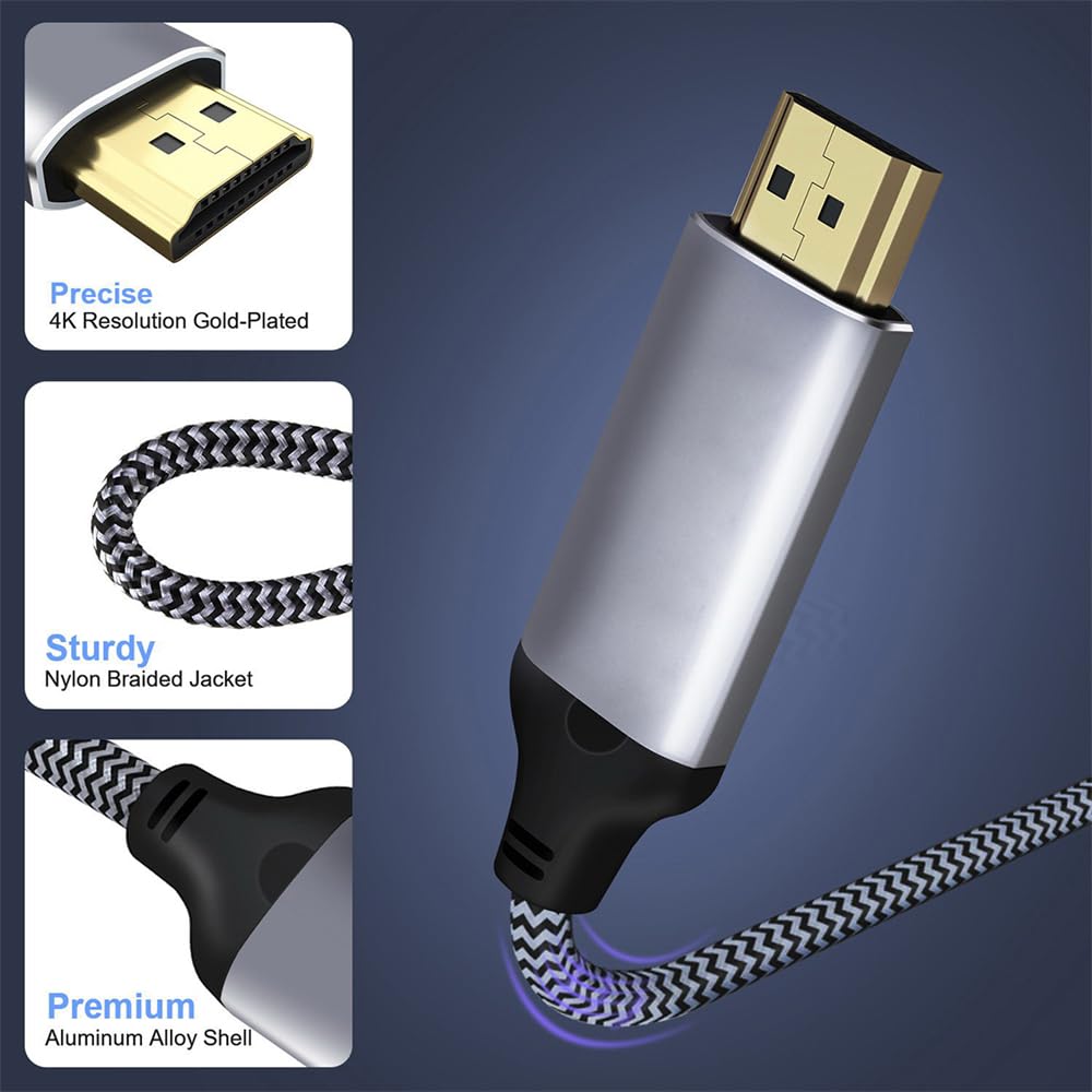 cablecc 8K 60Hz to HDMI Male Mini DisplayPort Source to HDMI Display UHD 4K Monitor Mini-DP 1.4 2.0 Cable, 1.8M