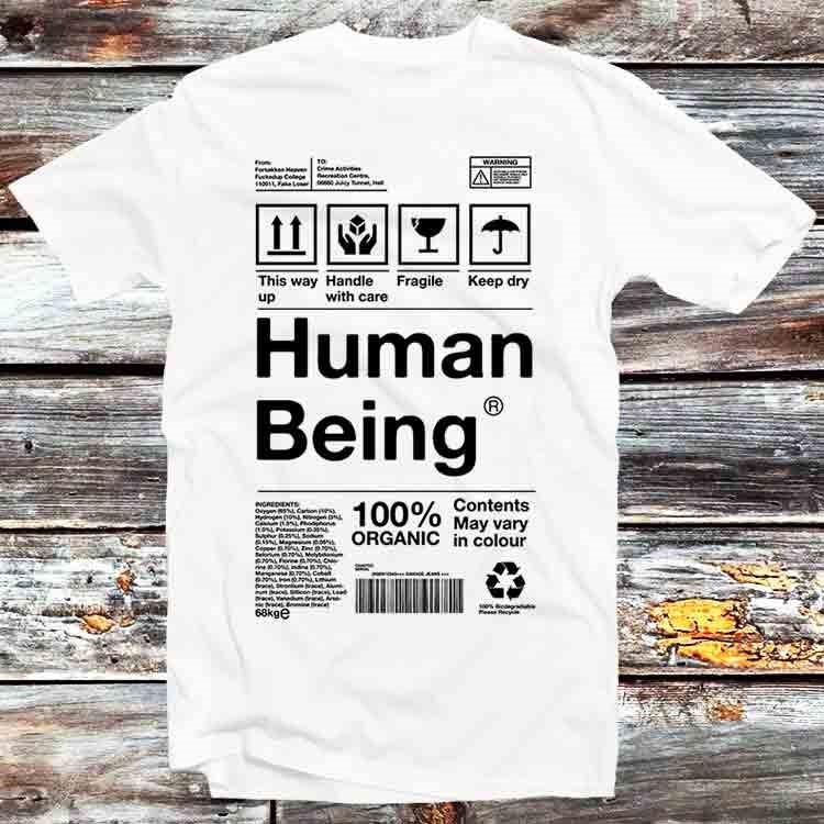 Organic Human Being Fragile Handle With Care T Shirt B857