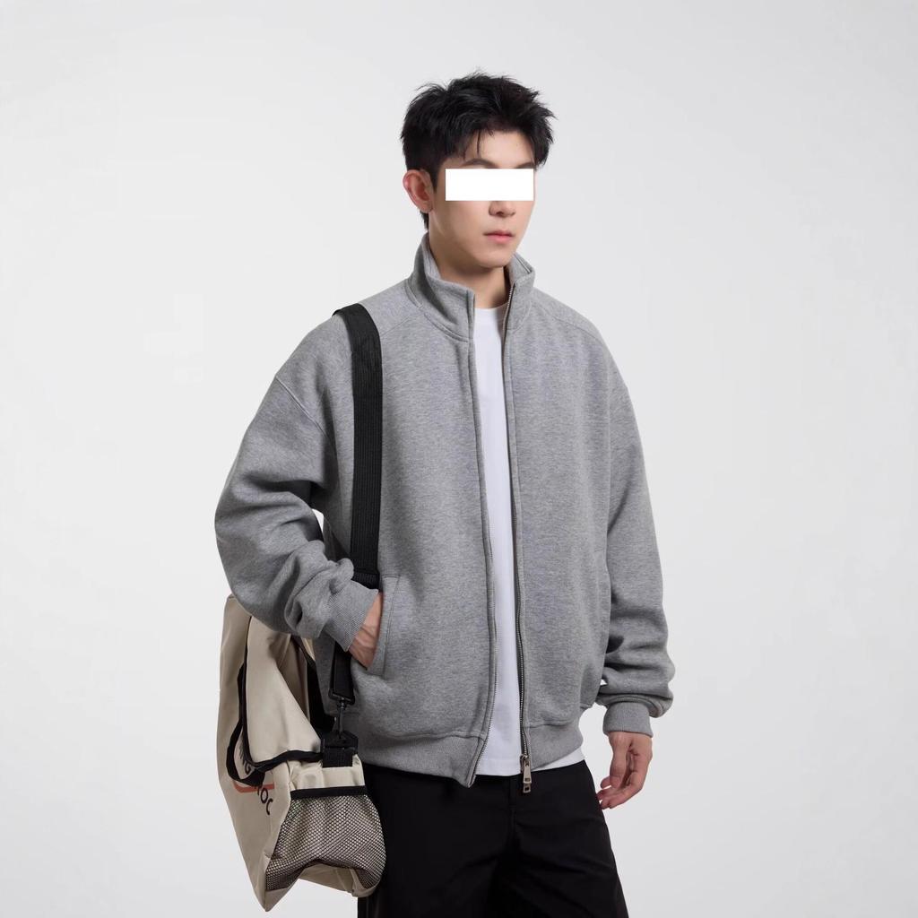 Men's Trendy Autumn/Winter Hoodie Cardigan: Loose Casual Stand Collar Zipper Jacket